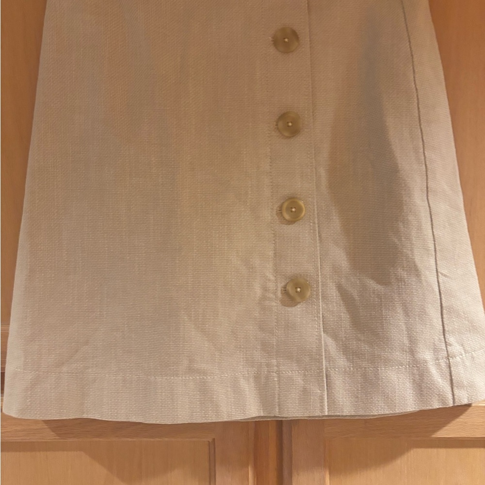 Ann Taylor Cream A-Line Skirt with Button Detail - Picture 4 of 7